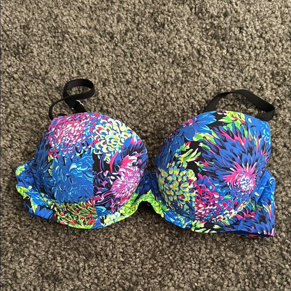 Victoria's Secret Blue and Pink Bra with Psychedelic Print